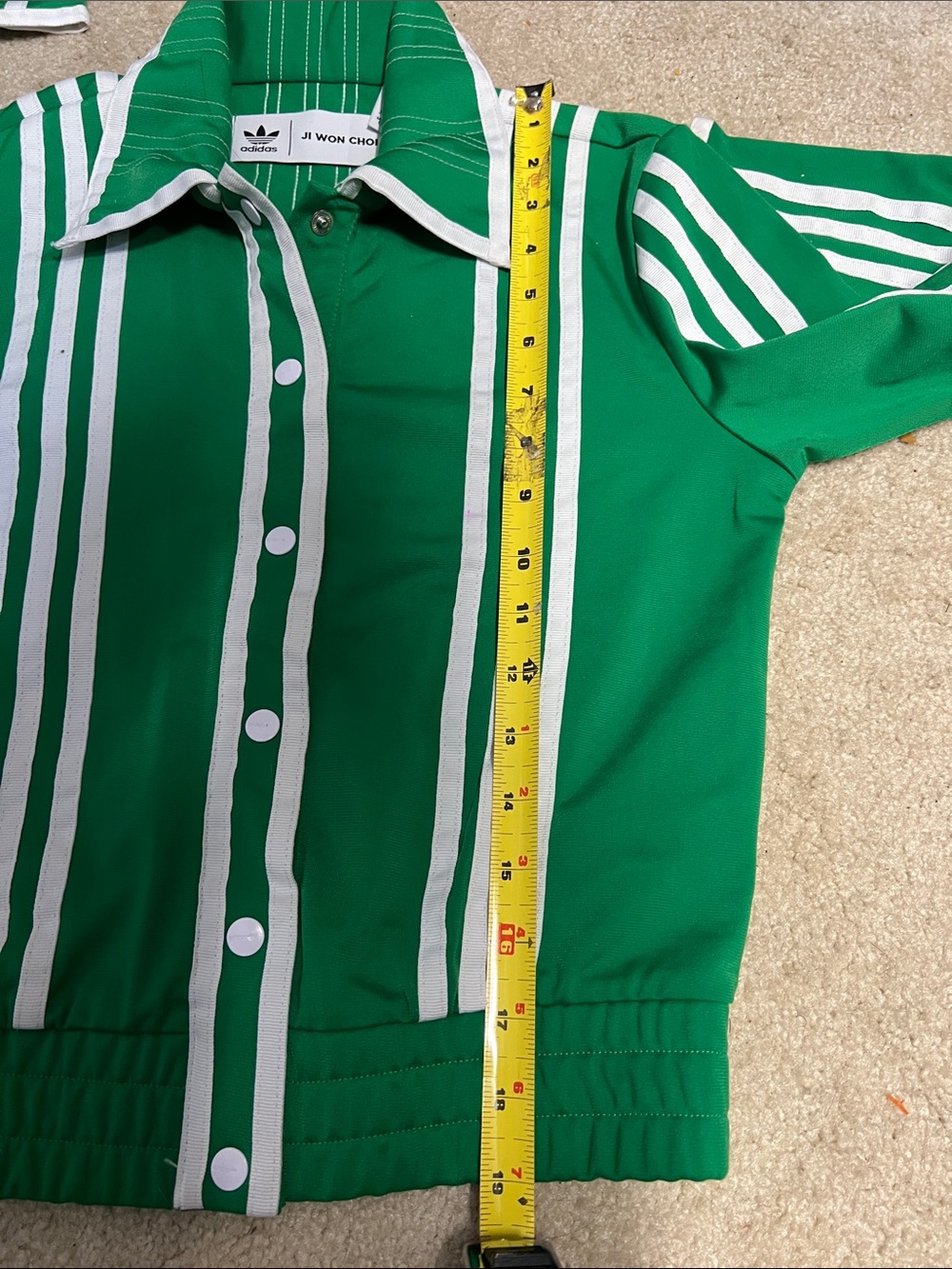 Adidas JI WIN CHOI Green Track Jacket with White Pinstripes 2 XS - Picture 11 of 16
